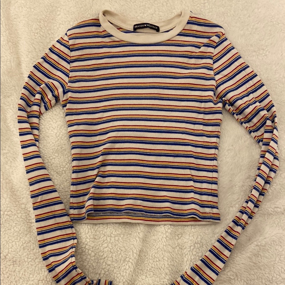 Brandy Melville Colorful Striped Long Sleeve Tee